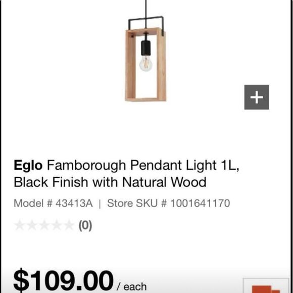 NEW IN BOX Eglo Famborough Pendant Light 1L, Black Finish with Natural Wood - Picture 2 of 4